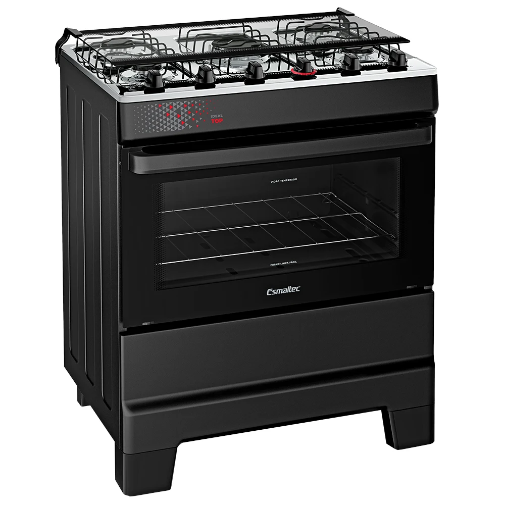 Fogão Esmaltec Ideal Top 5 Bocas Automático Mesa de Inox