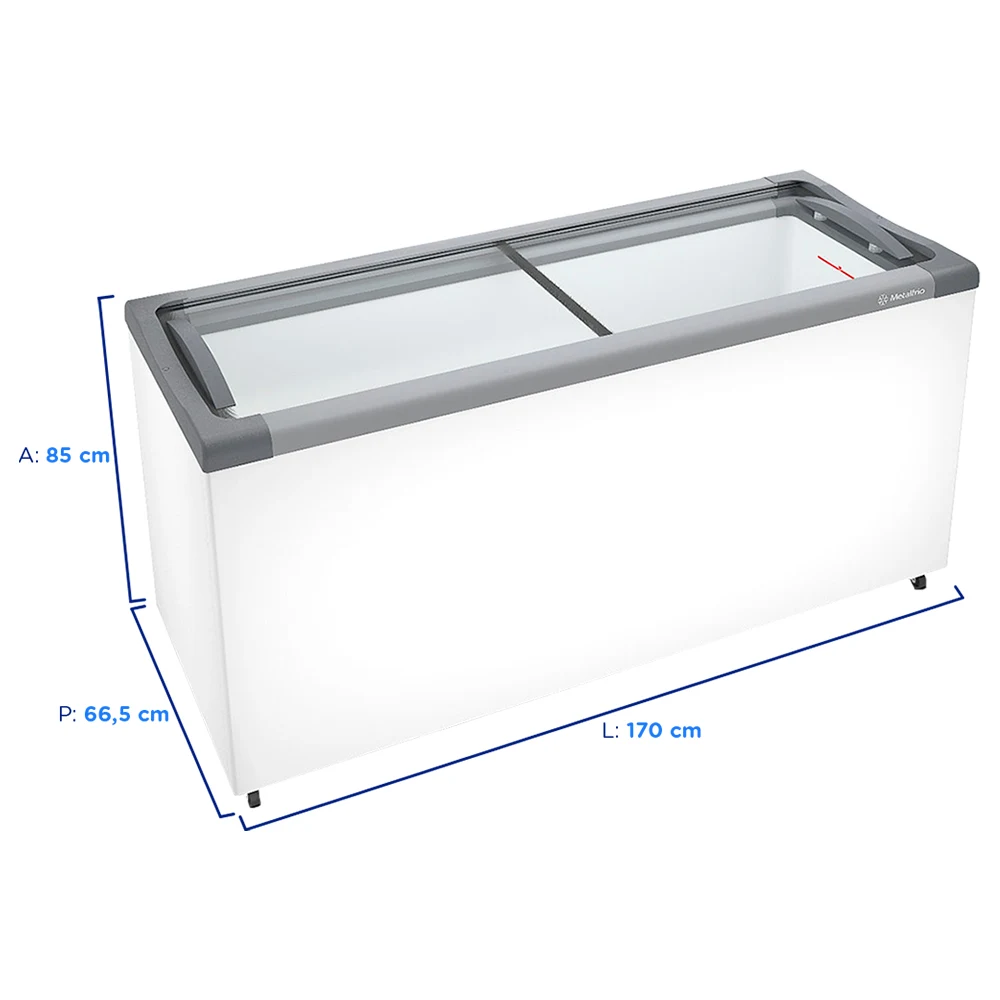 Freezer Metalfrio 505L 2 Portas Horizontal Expositor Degelo Manual NF55SB