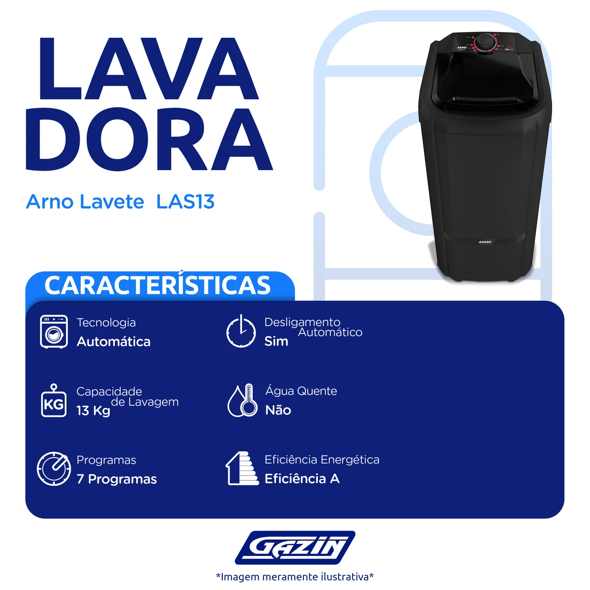 Máquina de Lavar Arno Lavete 13Kg Timer 120004540