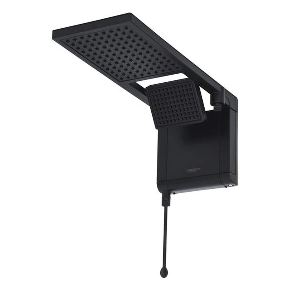Chuveiro Elétrico Eletrônico 220V 7800w Preto Fosco Quadrado Acqua Duo Ultra Lorenzetti