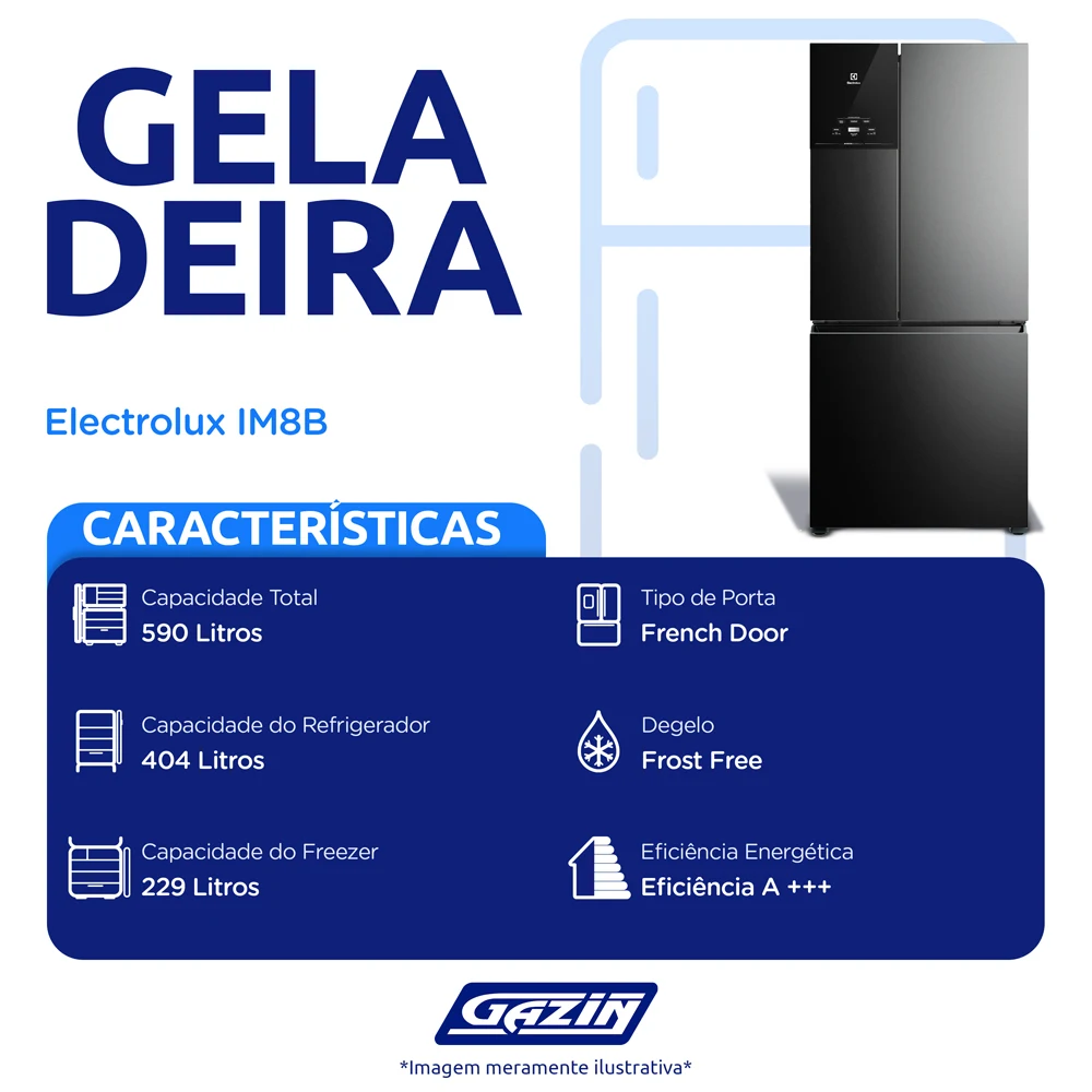 Geladeira Electrolux 590L Frost Free Inverter FrenchDoor com AutoSense IM8B