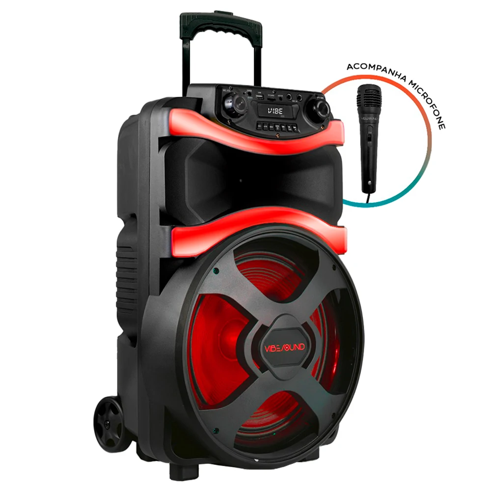 Caixa de Som Amplificada VibeSound V12 800W Bluetooth Com Microfone