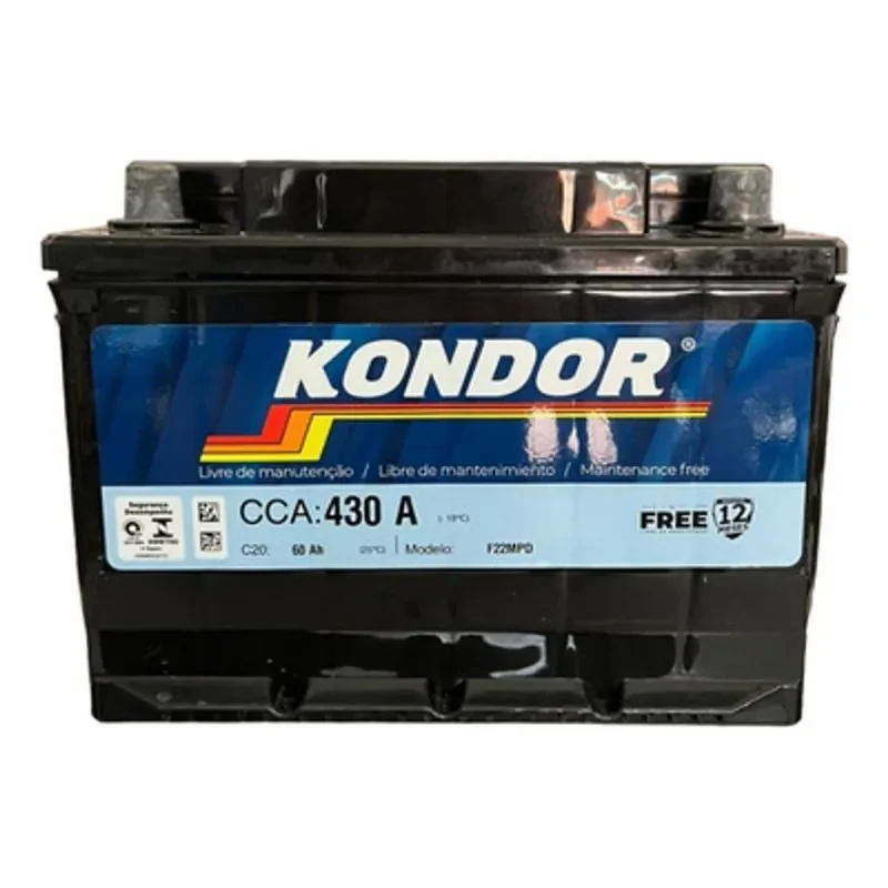 Bateria carro 60 Kondor Selada livre de manutenção