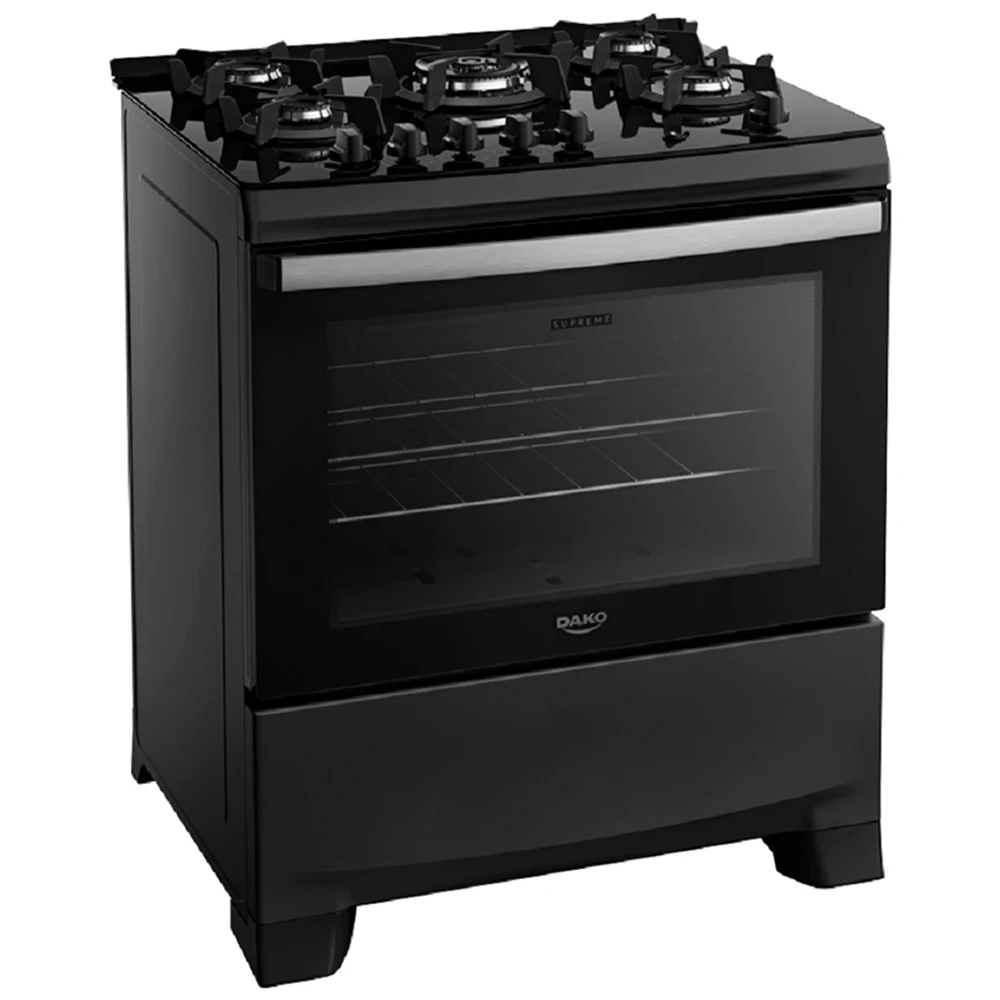 Fogão Dako Supreme Glass 5 Bocas Automático Mesa de Vidro