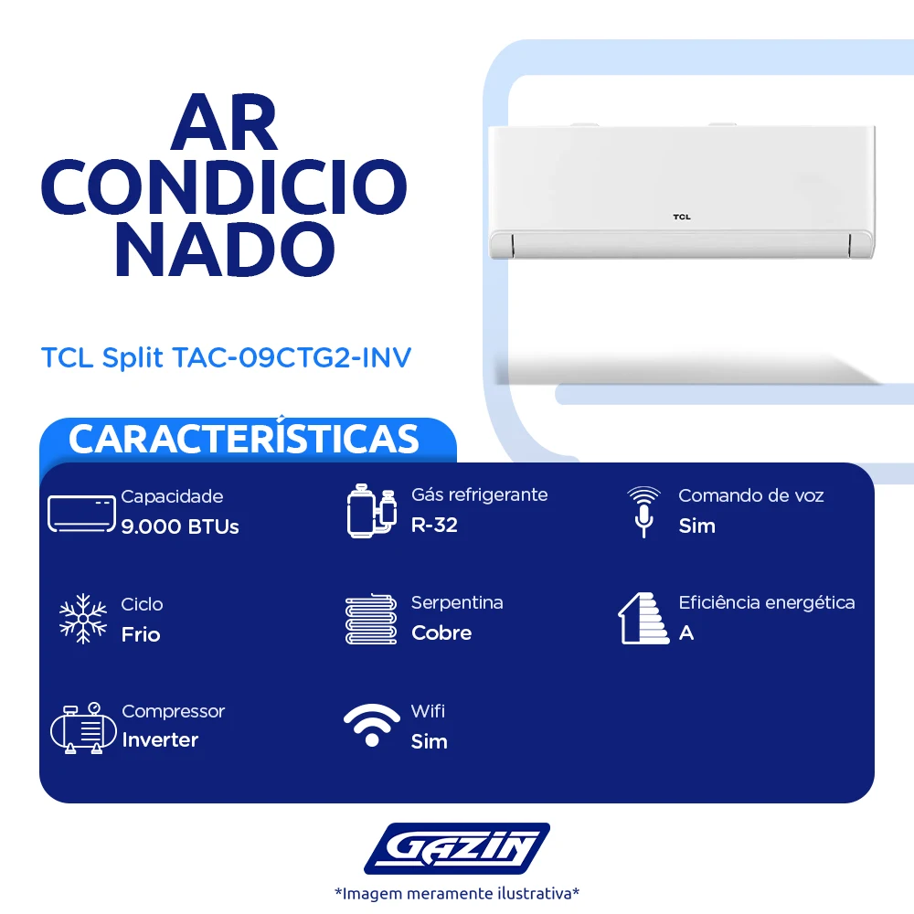 Ar-Condicionado 9.000 BTUs Inverter T-Pro 2.0 TAC-09CTG2-INV TCL Frio